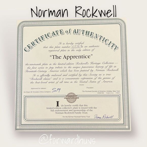Norman Rockwell Heritage Collection Limited Edition Plate “The Apprentice” - Picture 4 of 7